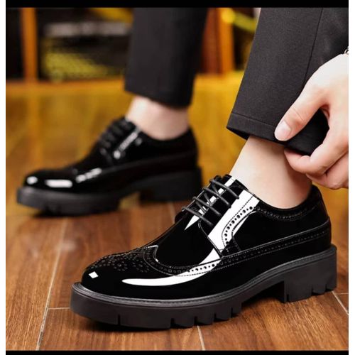 product_image_name-Fashion-Men's Cow Hide Platform, Soft Sole, Business Formal Shoes Black-1