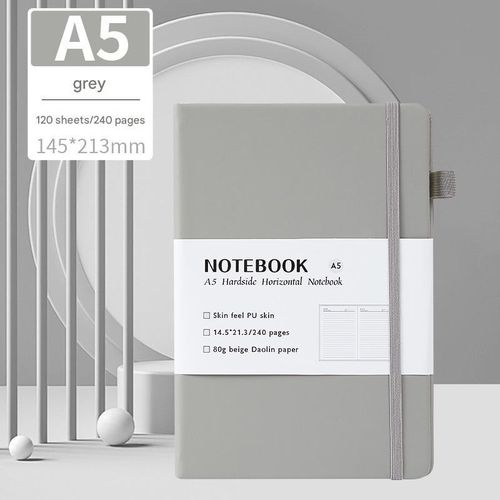 Generic A5 classic lined notebook, PU leather hard cover, diary and memo pad.