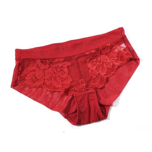 Generic Red Sexy Lingerie Bra Sets Thick Cup Push Up Bras And Transparent  Panties Embroidery Backless Lace Women Underwear Set