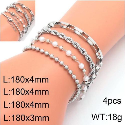 ONIBENZ 4-Piece Silver Stainless Steel Bracelet Set - image 2