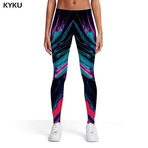 Generic Kyku Psychedelic Leggings Women Pattern 3d Print Colorful Printed  Pants Party Leggins Trousers Womens Leggings Pants Jeggings