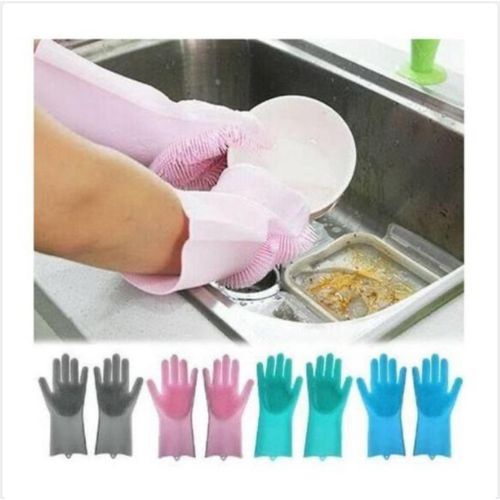 Generic 1Pair Magic Silicone Dishwashing Scrubber Rubber Kitchen