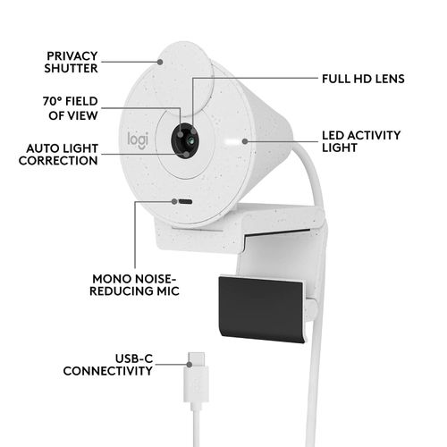 Logitech Brio 300 A 1080p Webcam With Auto Light Correction, Noise-reducing Mic Usb-c - image 3