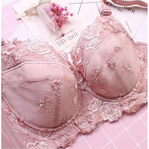 Women's Floral Embroidered Minimizer Full Coverage Bra Lightly