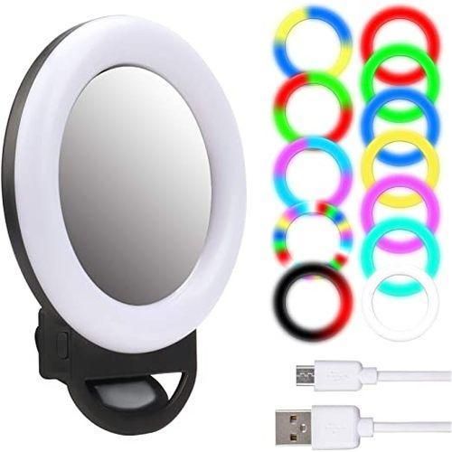 Generic Hot RGB Rechargeable Mini Selfie Ring Light With Mirror - image 3