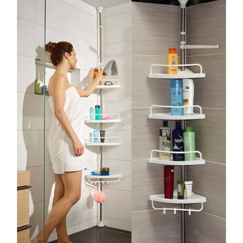 Generic Multifunctional Adjustable Floor to Ceiling  Pole Bathroom Shelving Unit