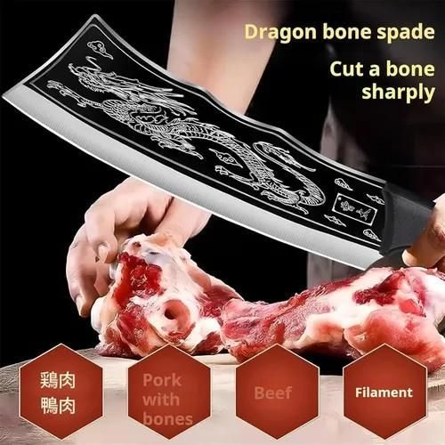 Generic Handcrafted Dragon-Patterned Kitchen Knife, Chef's Knife, Meat Cleaver - image 2