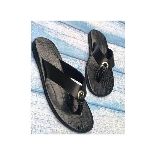 product_image_name-Fashion-Pam Nice Mens Quality Black Leather Slippers - BLack Slipper -1
