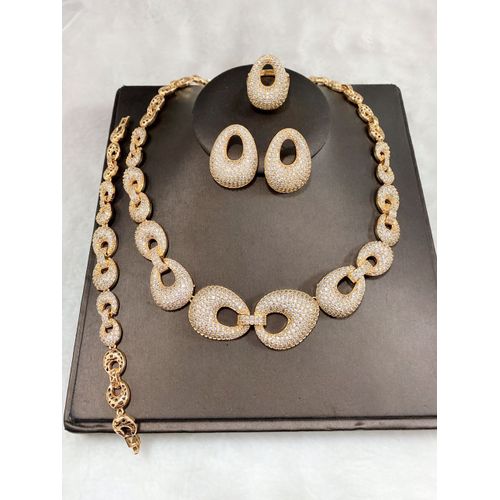 product_image_name-Fashion-Zirconia Super Magnificence Quality Beauty Diamond Stone Gold Jewelry Set-1