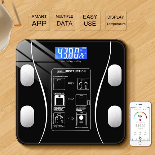 Digital Bathroom Scale for Body Weight Fat Smart Bluetooth Rechargeable