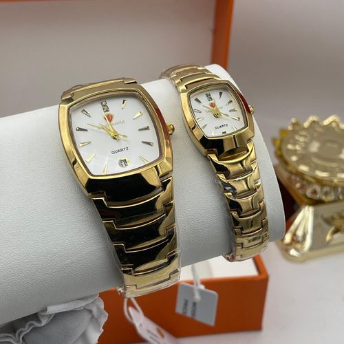 Lookworld Original Quality & Extra Premium Non Fading Couples Gold Wristwatch