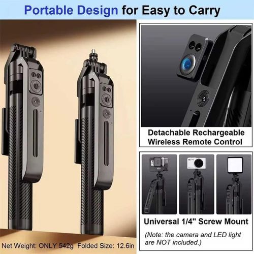 Generic Monopod C12 AI 360° Face Tracking Selfie Stick Tripod - image 5