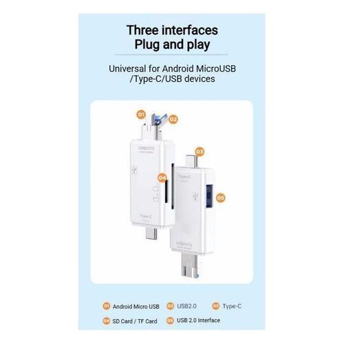 Generic 6-in-1 Multi-Interface Card Reader – Universal for Android MicroUSB/Type-C/USB, Fast Transfer, Portable SD/TF Plug & Play - image 4