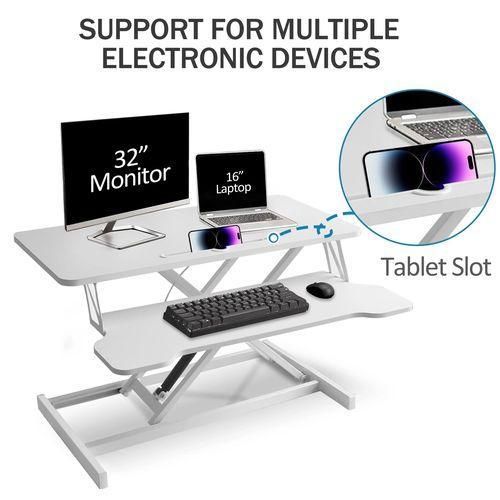 Generic Desk Converter Height Adjustable Sit To Stand Riser- White