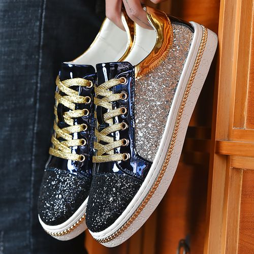 Flangesio Luxury Sneakers Men's Shoes EUR 36-44 Mixed Color Sequins Unisex Shoes European Style High-end Platform Sneakers Bling Bling Lovers Glitter Shoes Casual Blue | Jumia Nigeria