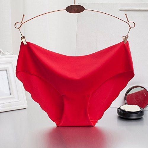 Fashion No Visible Panty Line Scallop Hem Panties-Red