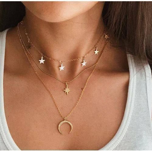 Moon layered necklace sales