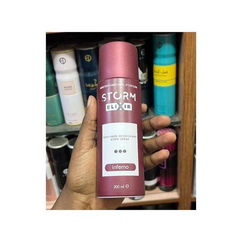 Storm NAFDAC N0 A2-109038 ELIXIR INFERNO PERFUMED DEODORANT BODYSPRAY
