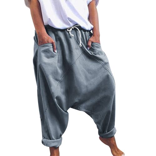 Fashion Women Low Rise Drop Crotch Retro Print Saggy Baggy Trousers Loose  Hot Pants