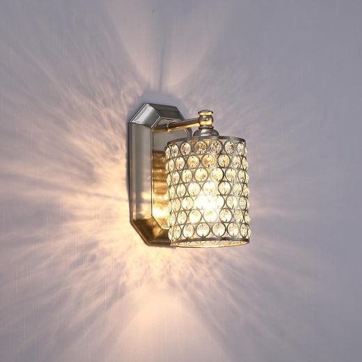 Generic Crystal Lattice Modern Chrome Cylinder Wall Sconce - image 2