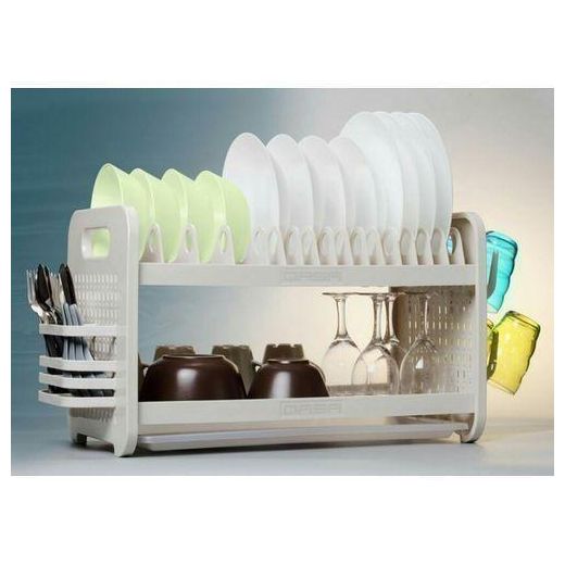 Qasa QUALITY Rustless 2 Tier Plastic Dish Drainer And Plate Rack