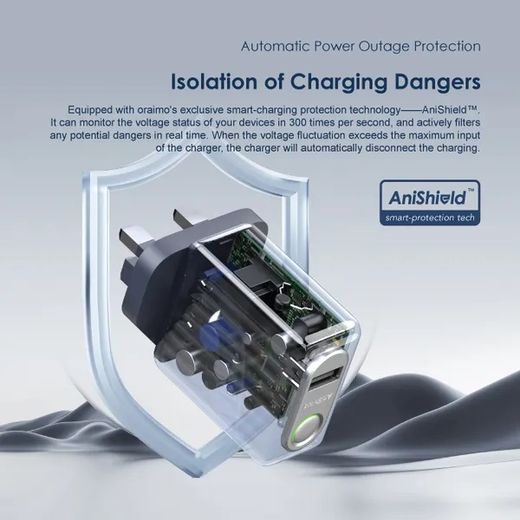 Oraimo AniShield 18W PowerShield C18 Wall Charger + Free USB Cable - image 2