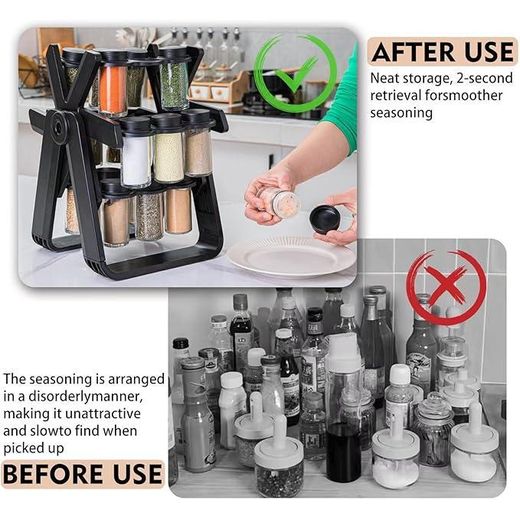 Generic Rotating Spice Rack with 18 Glass Jars, Ferris Wheel Design, Kitchen Countertop Spice Organizer - image 4