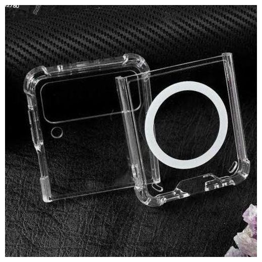 Generic Samsung Galaxy Z Flip 3, Flip 4, Flip 5, Flip 6, Flip 7 Solid Transparent Protective Magsafe (White Transparent) - image 4