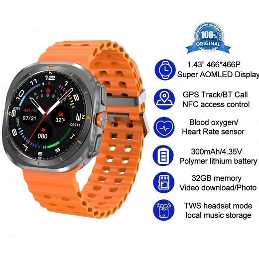 Generic 2025 Galaxy Watch 7 Ultra Smart Watch 32GB Memory Video GPS NFC AMOLED Fitness Tracker Health Smartwatch