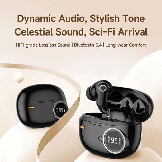 Winwolf B39 TWS Wireless Earbuds Bluetooth 5.4 Gaming Headphones with Smart Dual LED Power Display & 28H Long Playtime - Compact Pocket Size, Black - image 4