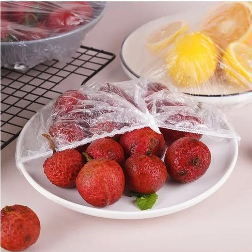 MAIDAOFZ 100 pcs Food grade disposable fresh keeping food Elastic Plastic Covers Vacuum Bags Clear Disposable Shower Cap BathCooking - image 2