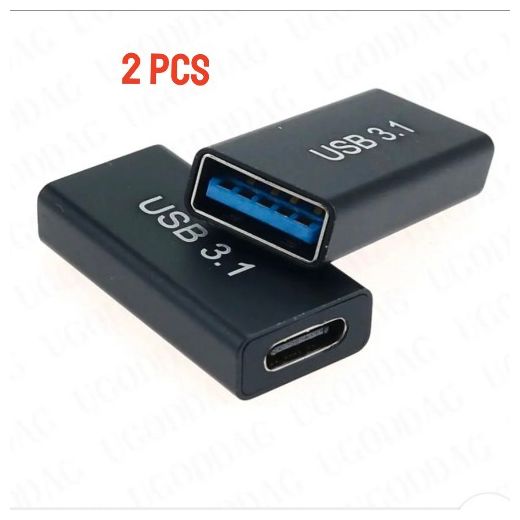 2 Pcs Female USB 3.0 To USB Type-c Female Adapter