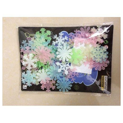 Generic 100pcs 3D Snowflake Glow In Dark Luminous Fluorescent Plastic Wall Sticker