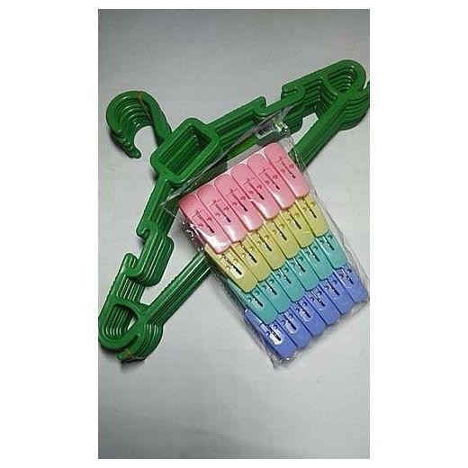 12 Quality Plastic Hanger +Free 24 PEGS "Clothes Organizer