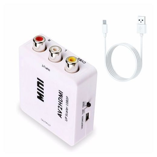 Generic Mini 1080P Composite AV RCA To HDMI Video Converter Adapter Full HD 720/1080p UP Scaler AV2HDMI For HDTV Standard TV L3EF - White - image 2