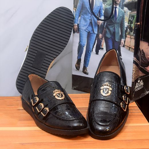 Fashion VANGELO V DESIGNERS SHINING LEATHER SHOE BLACK