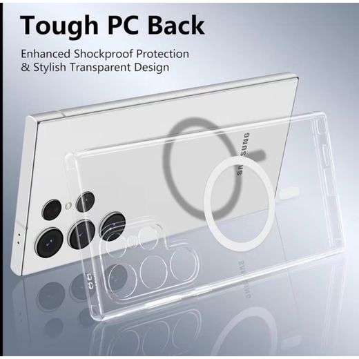Samsung S26 Ultra , S25 Ultra , S24 Ultra , S23 Ultra , S22 Ultra , S21 Ultra , S20 Ultra & Note 20 Ultra Transparent Case & Pouch  – Flip Series Sleek Design with Camera Protection, Shockproof Defense & Scratch-Resistant Durability. ( TRANSPARENT )