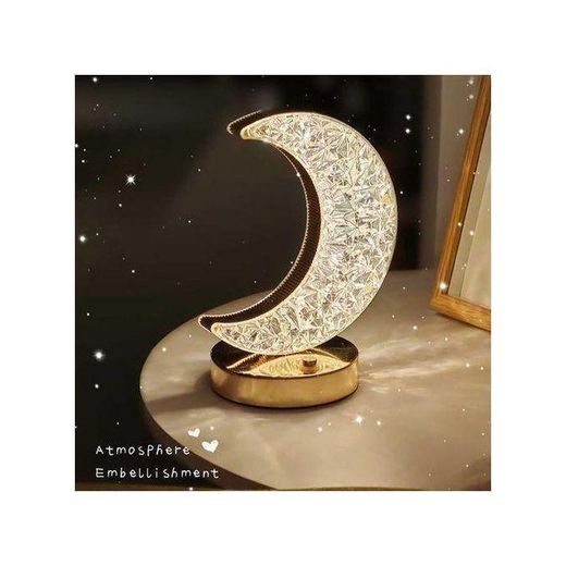 Crystal Touch Dimming Night Light Girls Room Home Decor Aesthetics USB Bedside LED Ambient Table 3d Moon Lamp