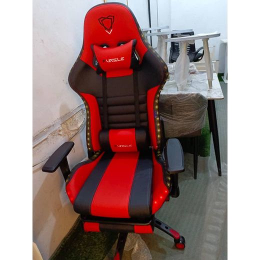 Generic FURGLE Computer Racing Gaming Ergonomic Chair with Footrest and led lights- Black/Red