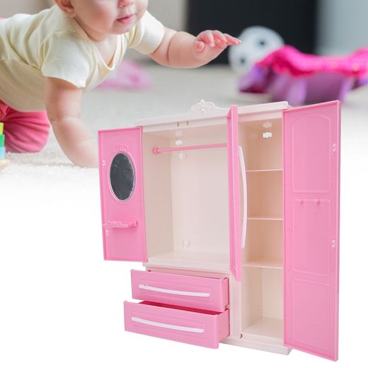 Generic 3-Door Dollhouse Wardrobe Dolls Furniture Accessories F - image 4