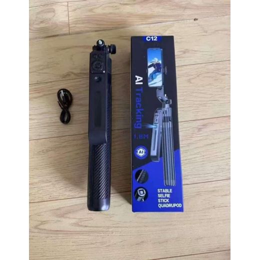 Monopod C12 AI TRACKING Selfie Stick/SX8 Wireless Phone Mic - image 2