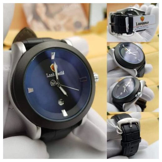 Glamorous Modern Water Resistance No Fading Black Leather Wristwatch