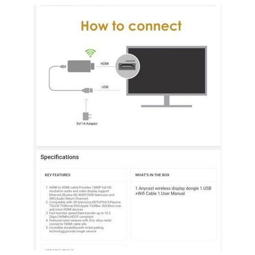 Generic Anycast Miracast HDMI M9 PLUS Wireless HDMI TV Same Screen Receiver Fit For Apple Tv Android Tv Mobile Screen Cast - image 4