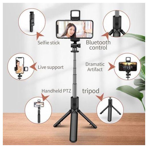 Generic Bluetooth Selfie Stick Tripod + Fill Light +Shutter Remote - image 4