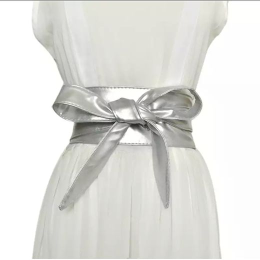 Waist Belt Silver Leather Fashion Wrapping Belt
