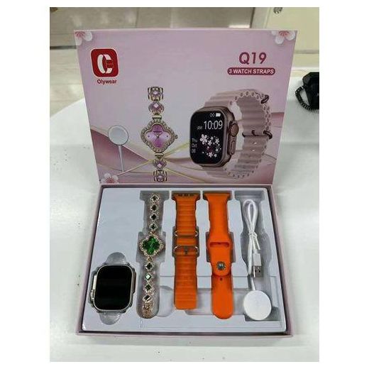  Q19 Smart Wrist Watch With 3 Straps And Health Monitoring Functions For Female