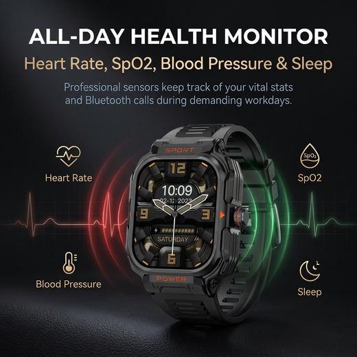 SupDevice GT55 2-in-1 Premium Smart Watch with Built-in Wireless Earbuds, 2.2" OLED Large Display, 400mAh Long Battery Life, Bluetooth Calling, Health Monitoring, Titanium Metal Case & Genuine Leather Strap – Sports Edition - image 4
