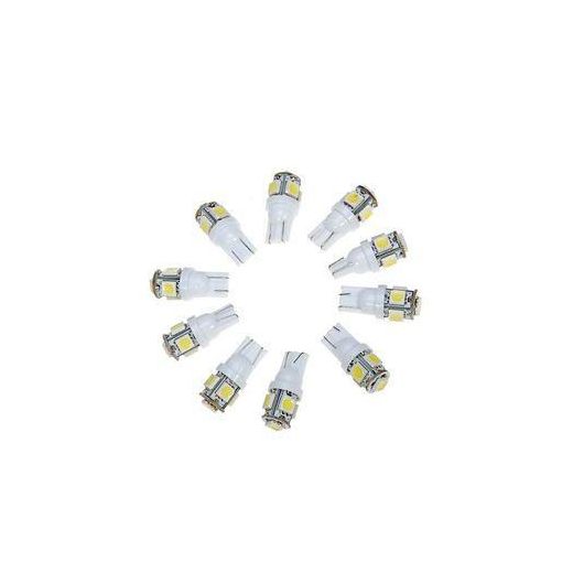 10 Pack T10 194,168,2825, 5 X 5050 SMD LED Super Bright Car Lights Lamp Bulb-Cool White