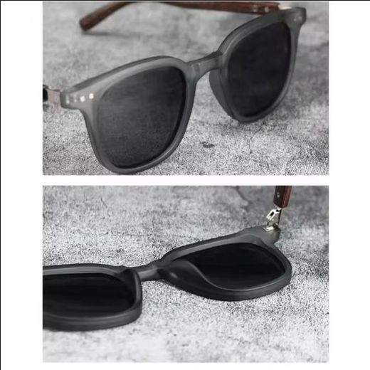 No Retro Polarized Sunglasses UV400 with Wooden Temples - image 3