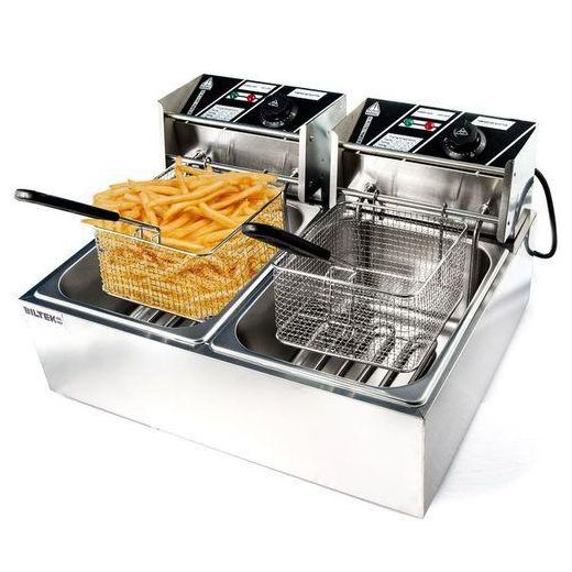 6L×6L Industrial Electric Deep Fryer With 12L Dual Tank